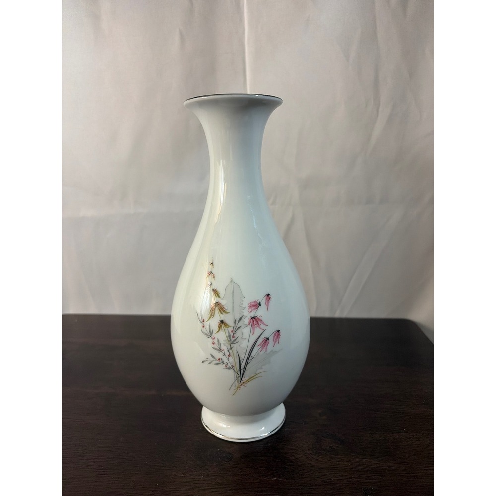 Royal Duchess Bavaria Germany Fine‎ China Floral Bud Vase White Pink Silver Trim